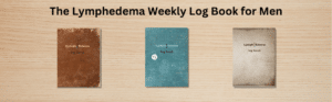 Lymphedema log book for men book covers in 3 colours, brown, blue and tan.