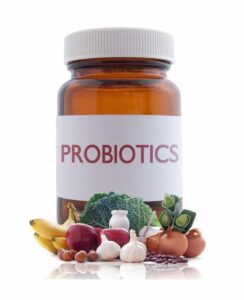 bottle with the word probiotic on is
